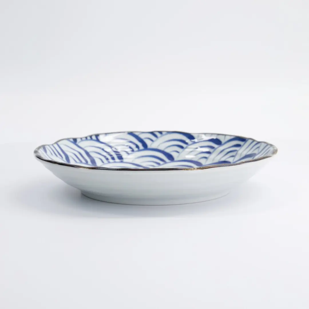 Tokyo Design Studio Natsu Nami Bord - Blauw/Wit 22x4cm