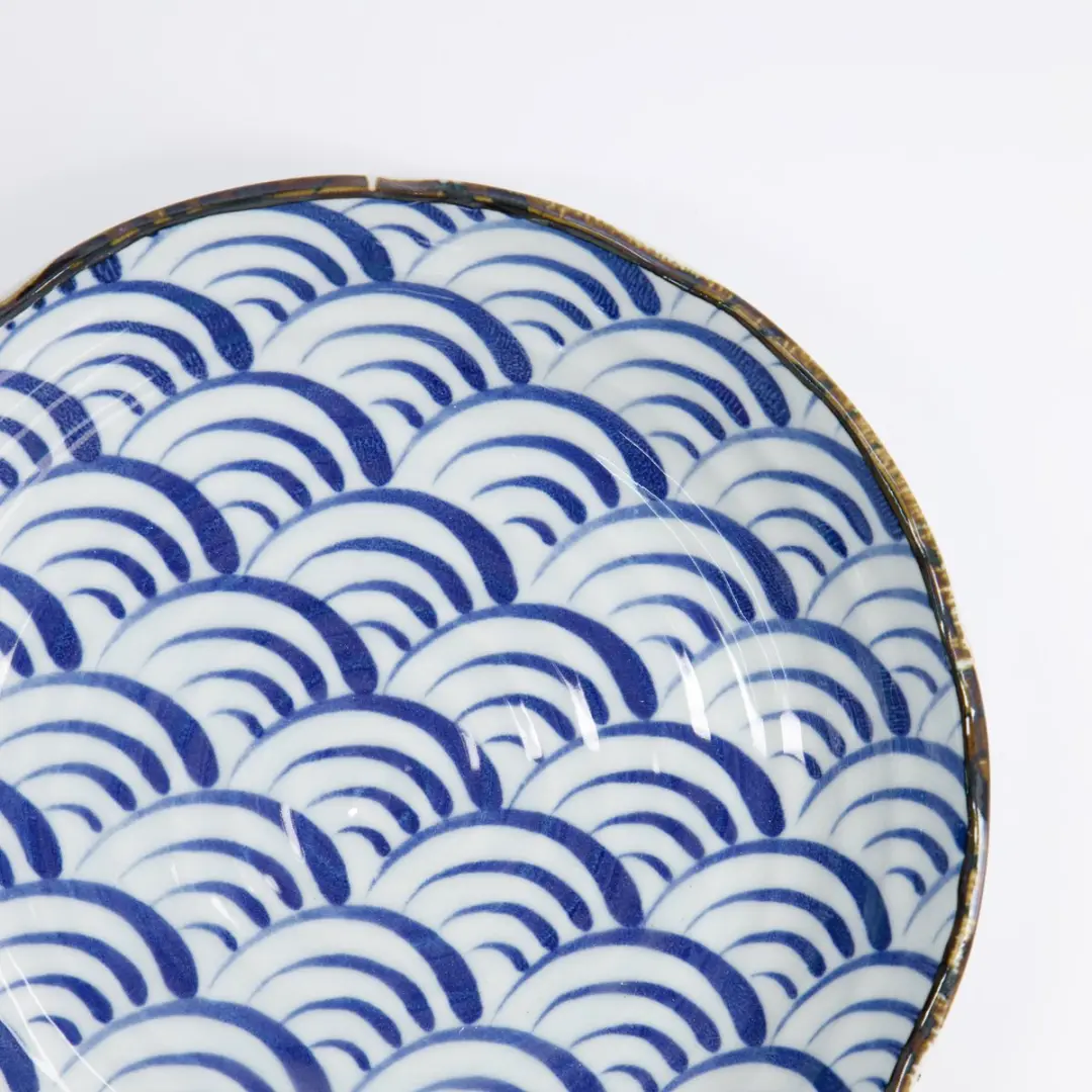 Tokyo Design Studio Natsu Nami Bord - Blauw/Wit 22x4cm
