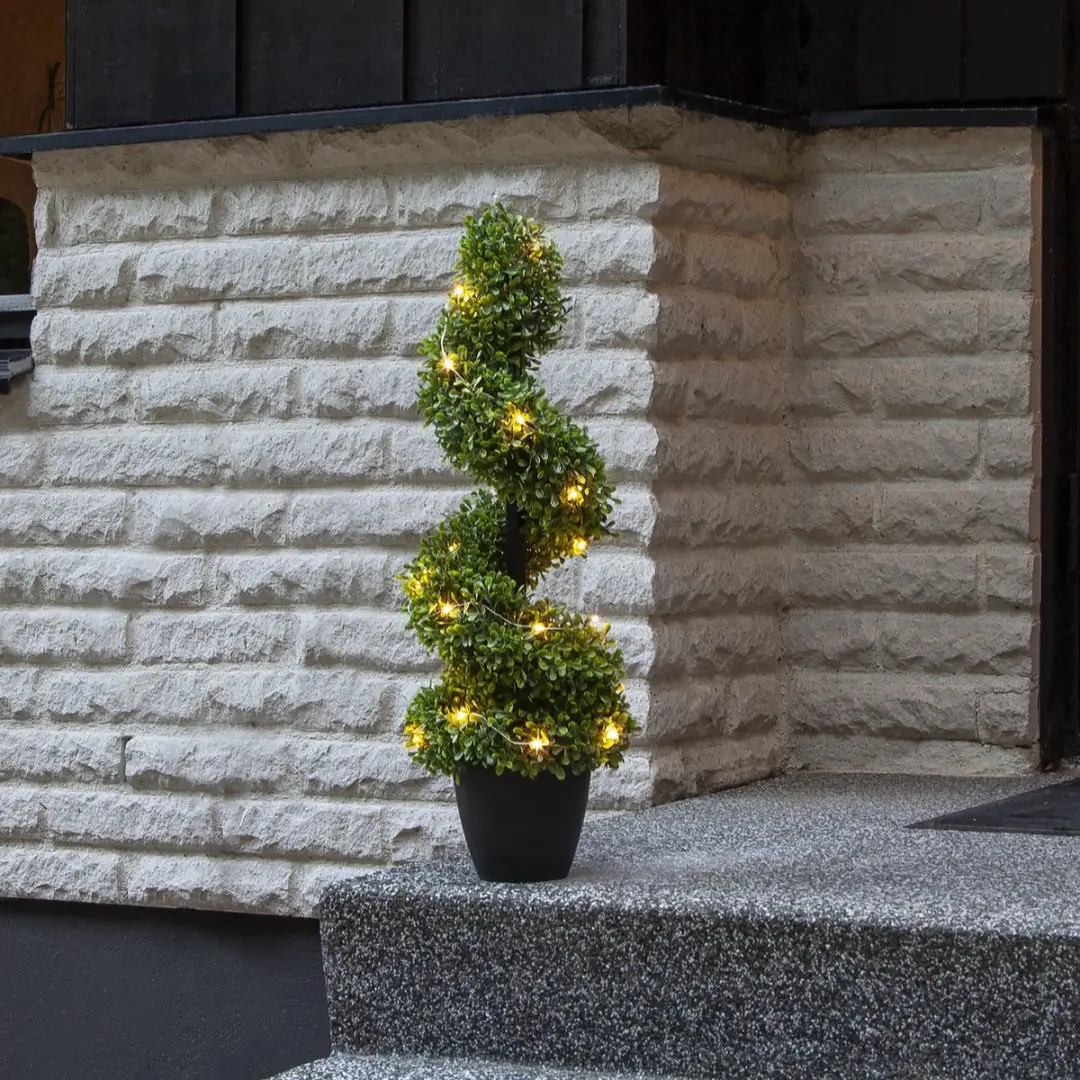 Star Trading LED Buxus Buxbom Spiraal 65cm - 20 Warmwitte LED's - Buiten