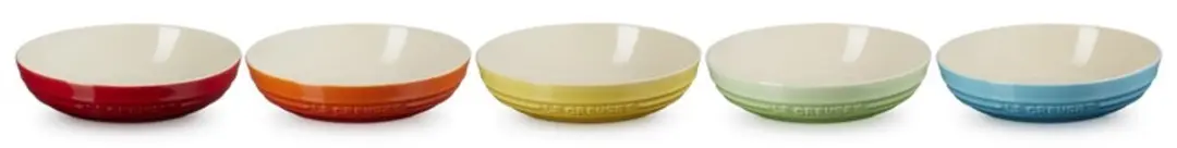 Le Creuset Diepe Bordenset 5-delig - 20cm - Kersenrood/Oranjerood/Caribbean Blue/Dijon/Kiwi