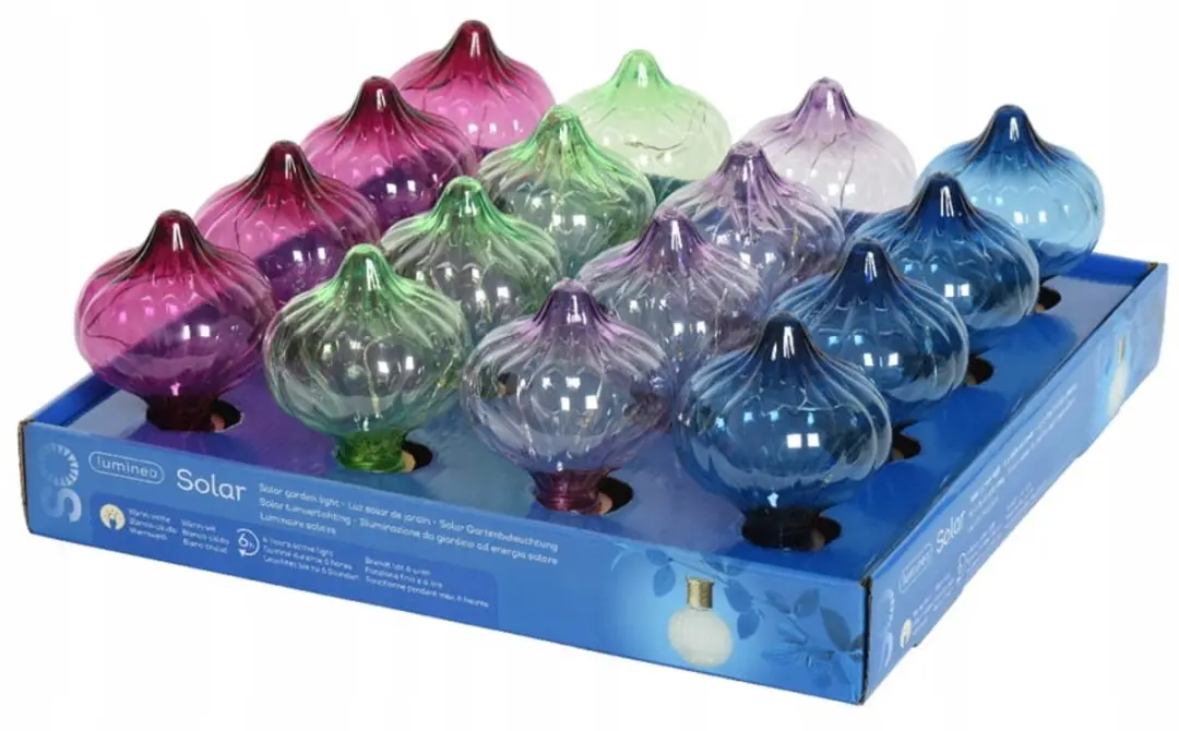 Kaemingk Solar Hanglamp 7,7x11,7cm - 4 Lichtpunten - Roze/Lila/Donkerblauw/ Groen