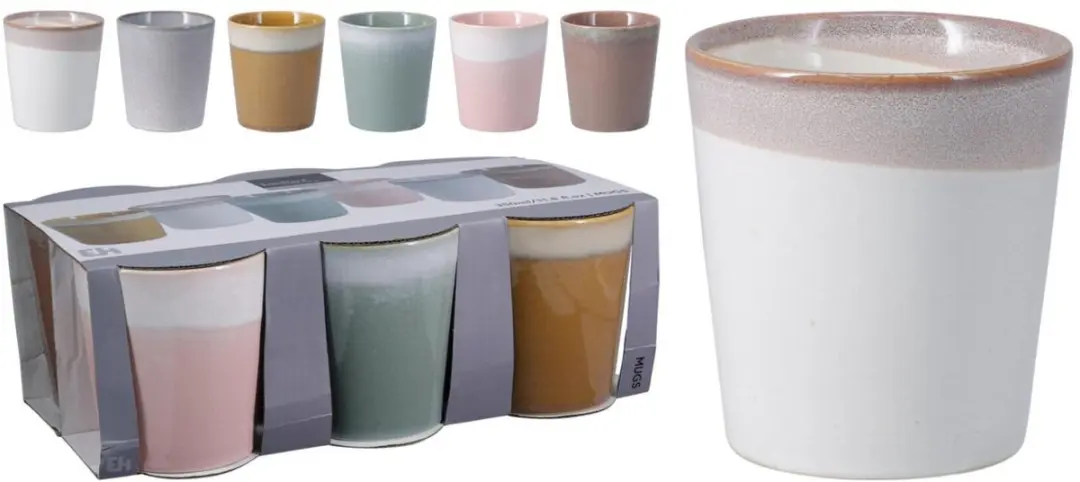 Excellent Houseware Clay Mokken - 6 Stuks 350ml - Aardetinten