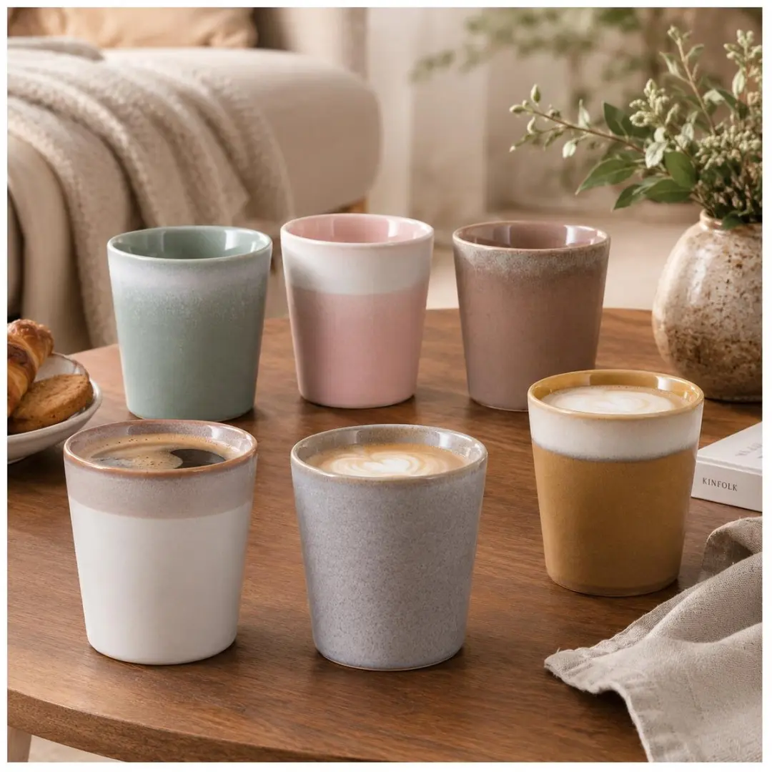 Excellent Houseware Clay Mokken - 6 Stuks 350ml - Aardetinten