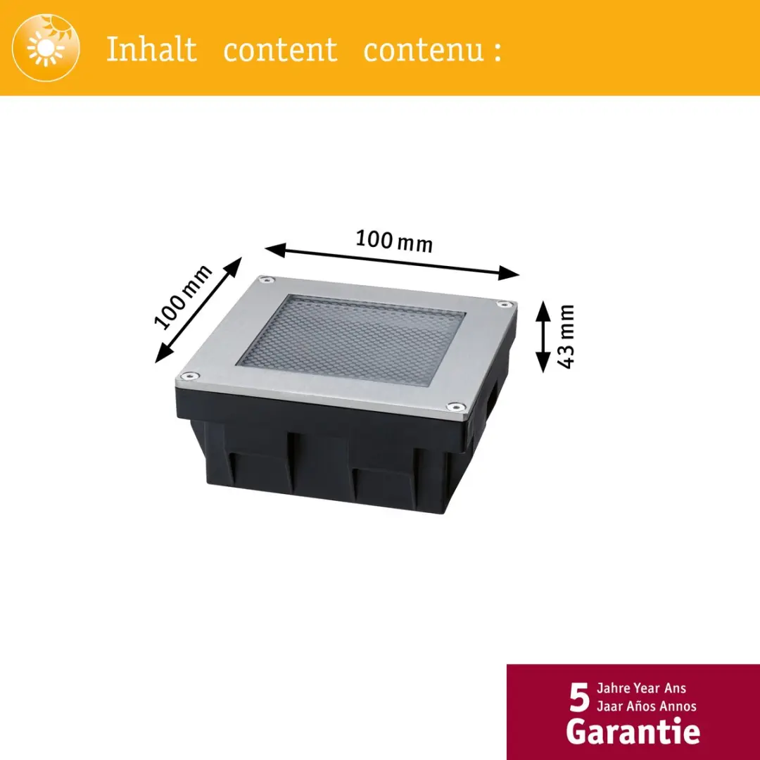 Paulmann Sorea Solar LED Grondinbouwlamp 100x100mm - 2200K - IP67
