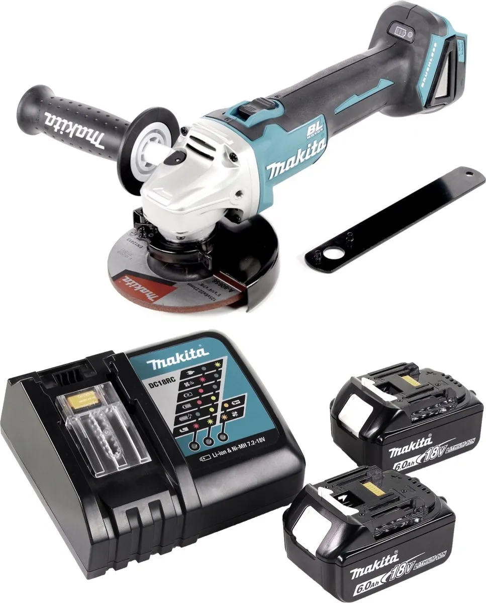 Makita DGA 506 RG Haakse Slijper 125mm - 18V - 2x 6.0Ah Accu
