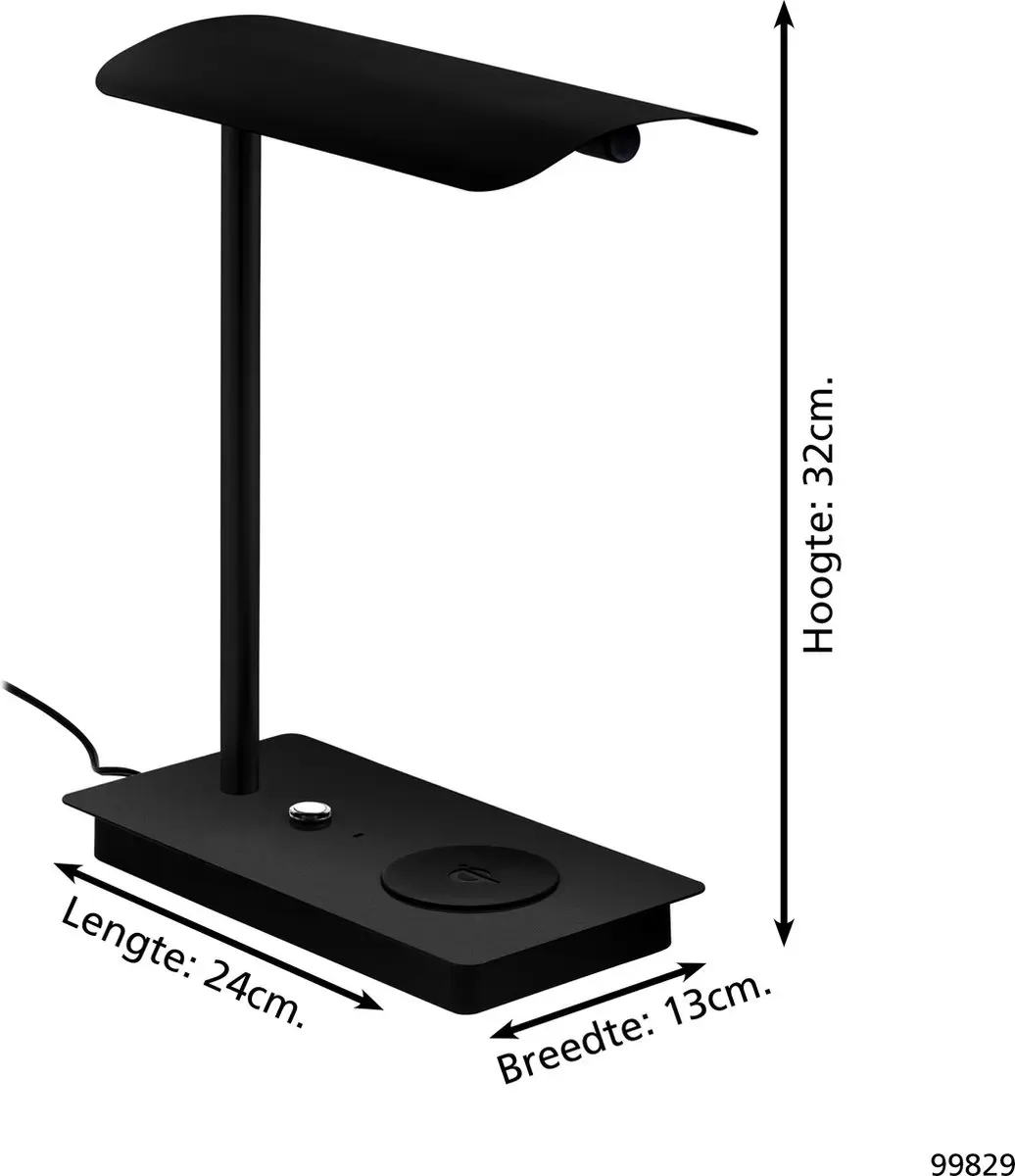 Eglo Arenaza Tafellamp - 24cm - Zwart - afbeelding 6 van 6