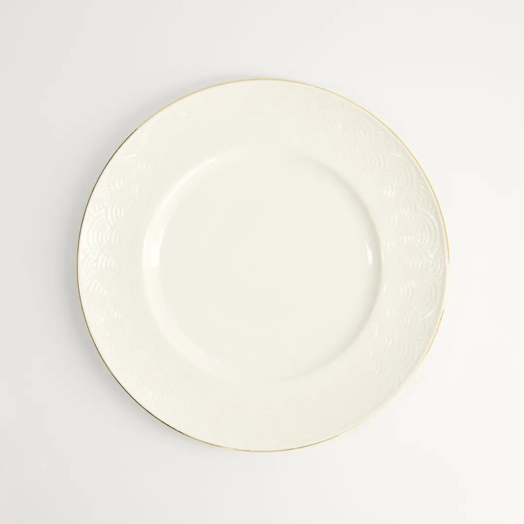 Tokyo Design Studio Nippon White Gold Rim Bord Wave 23cm