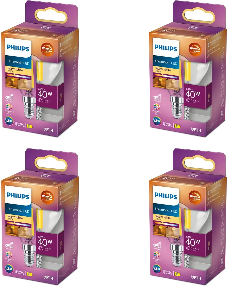 Philips LED E14 Kogellamp Warmwit 3.4W