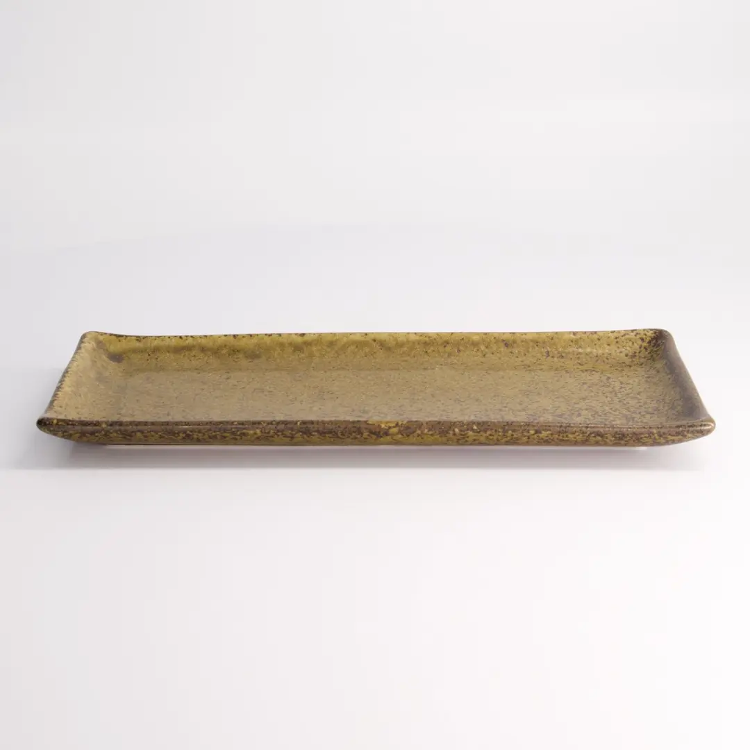 Tokyo Design Studio Mino Craft Bord - Rechthoekig 28,5x12,5cm - Bruin
