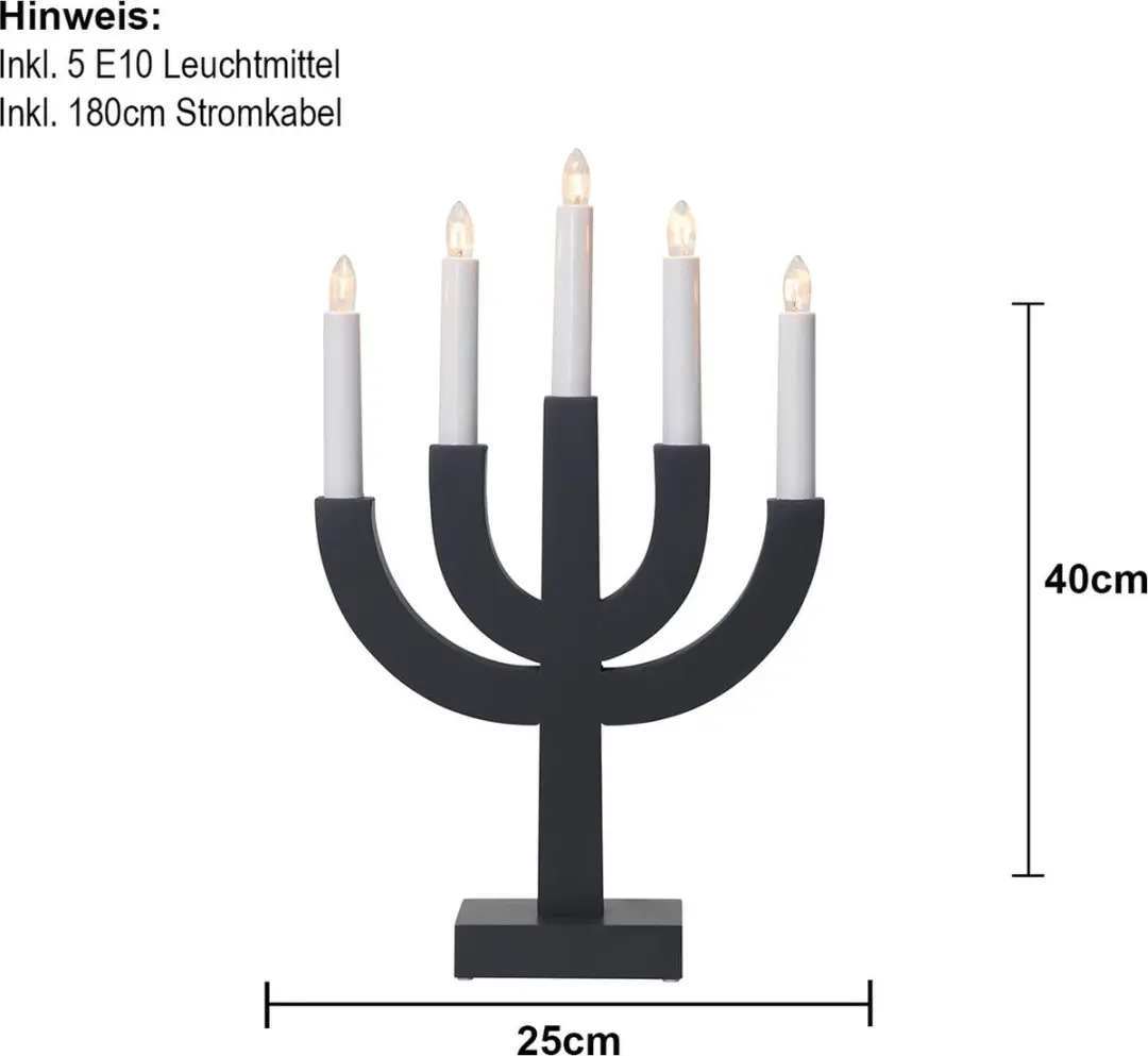 Star Trading Selma Donkergrijze Kandelaar 5-Lichts - 15W