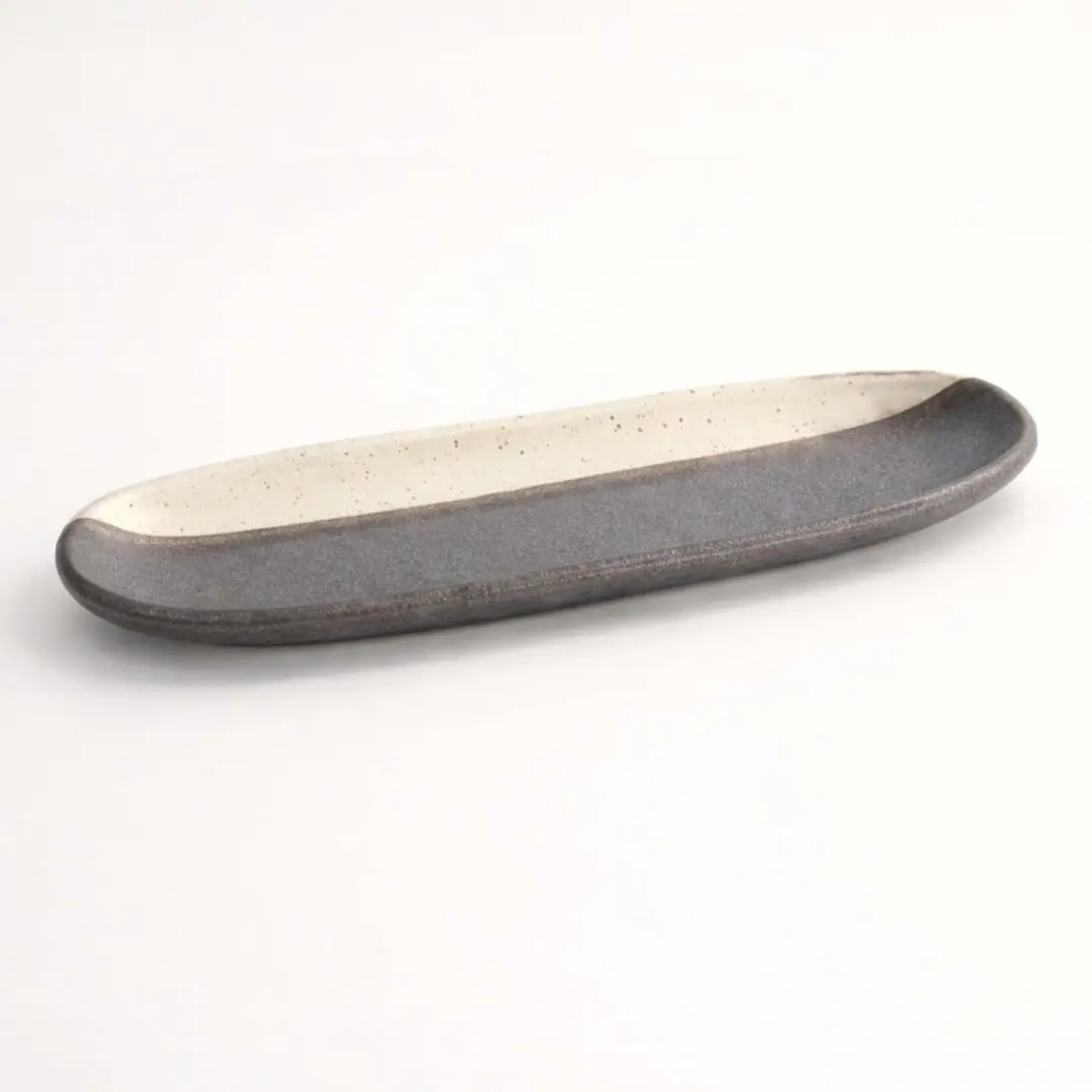 Tokyo Design Studio Mino Craft Ovaal Bord - 34,5 x 10,8 x 2,5cm - Zwart/Bruin