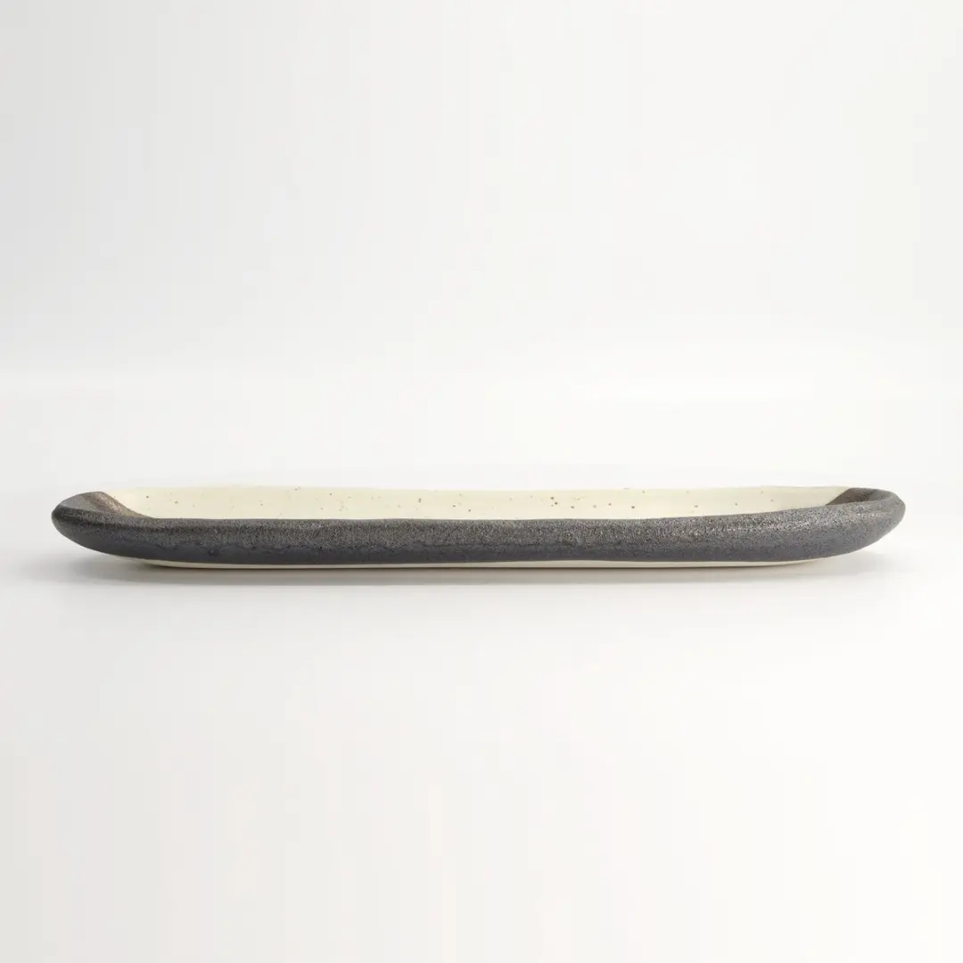 Tokyo Design Studio Mino Craft Ovaal Bord - 34,5 x 10,8 x 2,5cm - Zwart/Bruin