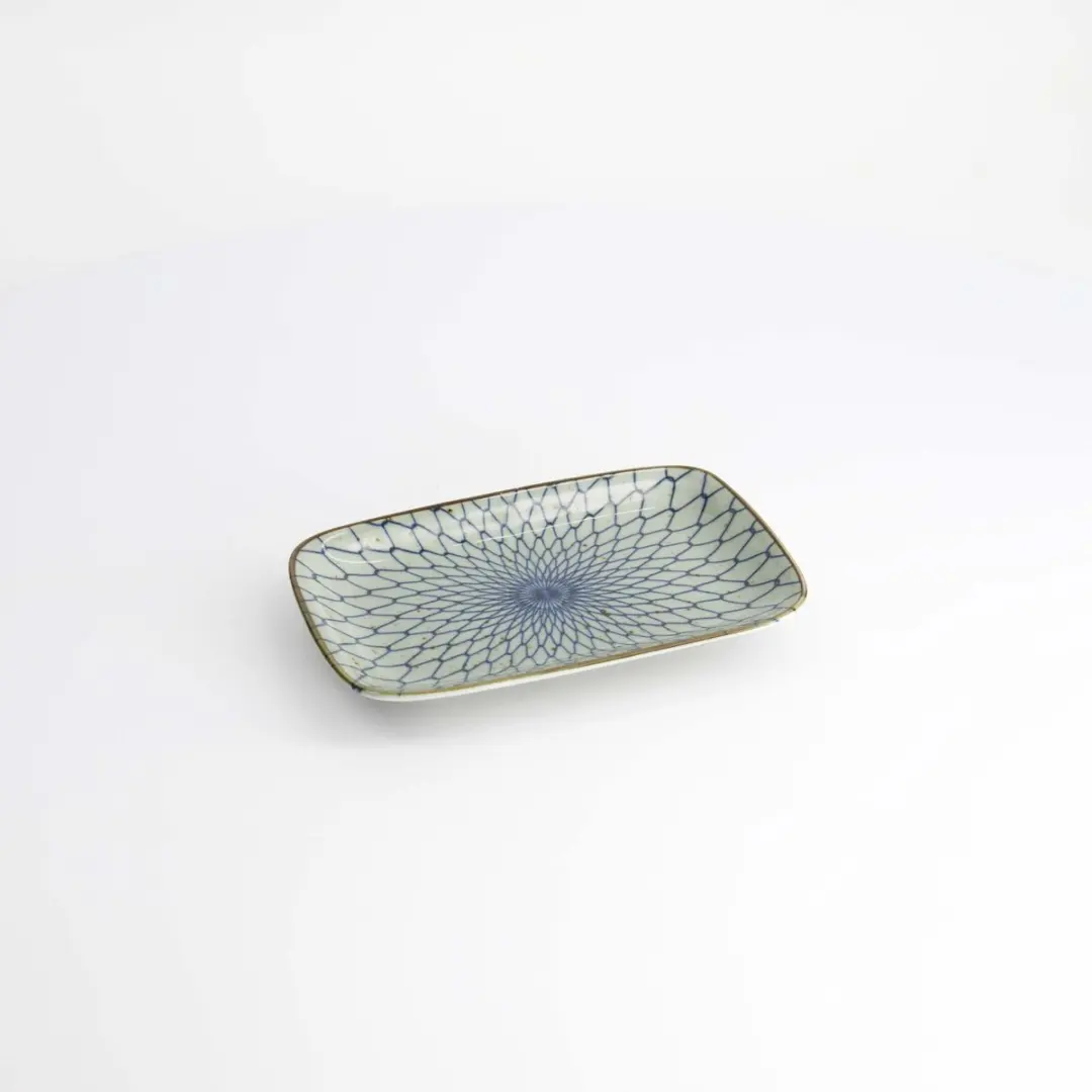 Tokyo Design Studio Mashiko Plate Rect. Rechthoekig Bord - 16,3x10,2cm - Mesh Blue