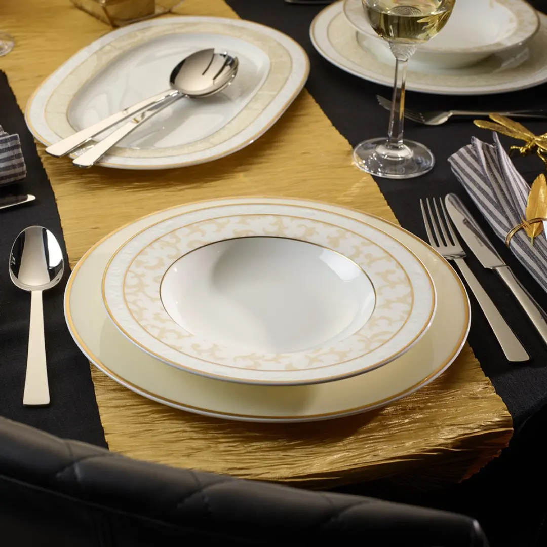 Villeroy & Boch Ivoire Tafelservice - 12-delig - Wit-goud