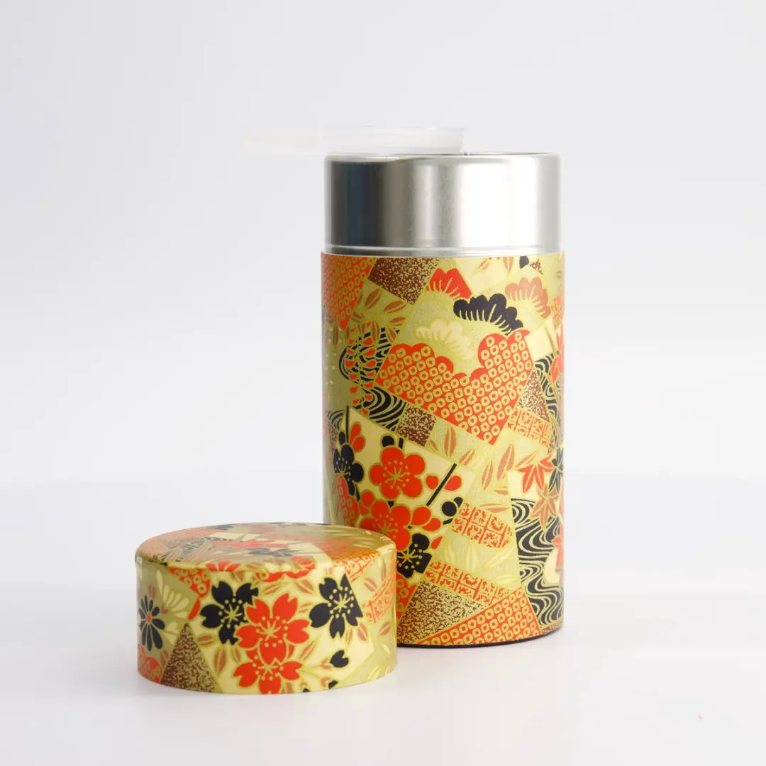 Tokyo Design Studio Flower Theeblik - Rood/Goud - 200g - 7,4x15,5cm