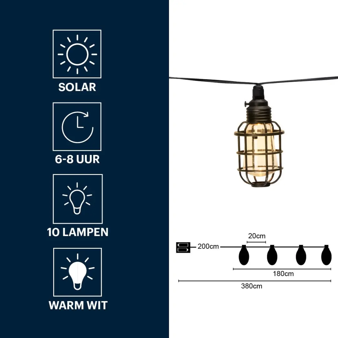 Grundig Solar Tuinverlichting 10 LED - Warm Wit - IP44