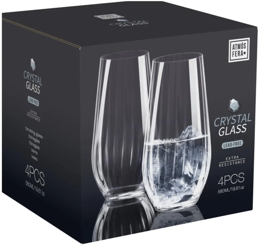 Excellent Houseware Drinkglazen Crystal 580ml - 4 Stuks