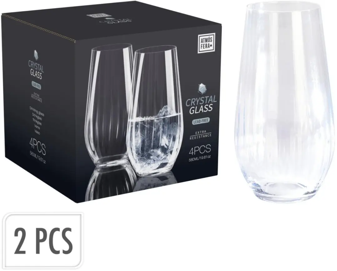 Excellent Houseware Drinkglazen Crystal 580ml - 4 Stuks