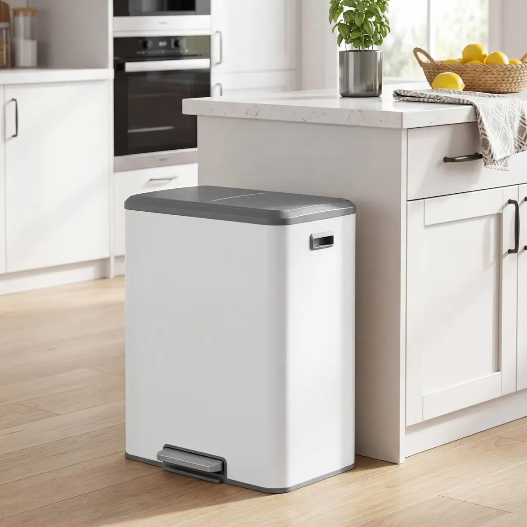 Songmics LTB556W02 Prullenbak 2x30L - Wolkenwit