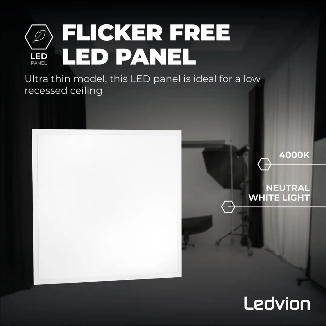 LEDVION 6X LED Paneel 60x60cm 24W 6500K - 6 Stuks - afbeelding 6 van 6