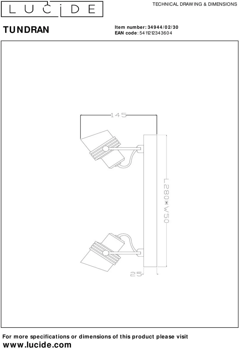 Lucide TUNDRAN Plafondspot 2xGU10 - Zwart - afbeelding 6 van 6