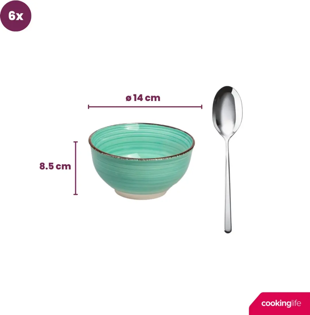 Cookinglife Kom Delice Blauw - 6 Stuks ø 14cm