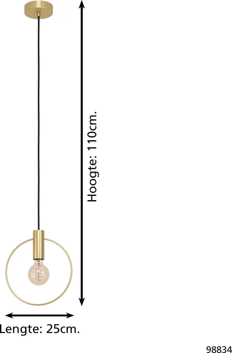 Eglo Manizales Hanglamp - 3x E27 - 25cm - Koper - afbeelding 6 van 6