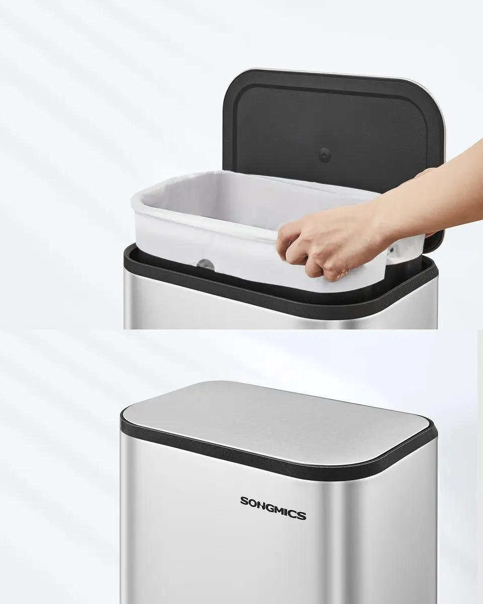 Songmics LTB542E20 Prullenbak 20L - Zilver - Softclose - afbeelding 6 van 6