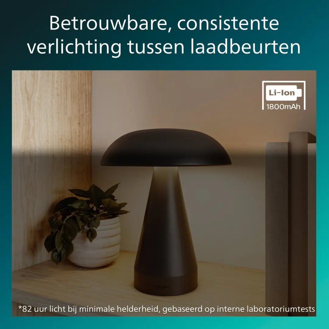 Philips Mycena Tafellamp - 2W - Instelbare kleurtemperatuur - Zwart