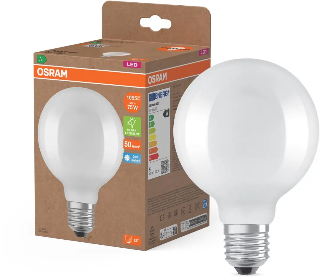 Osram Classic Globe LED 5W E27 - 1055lm Koel wit