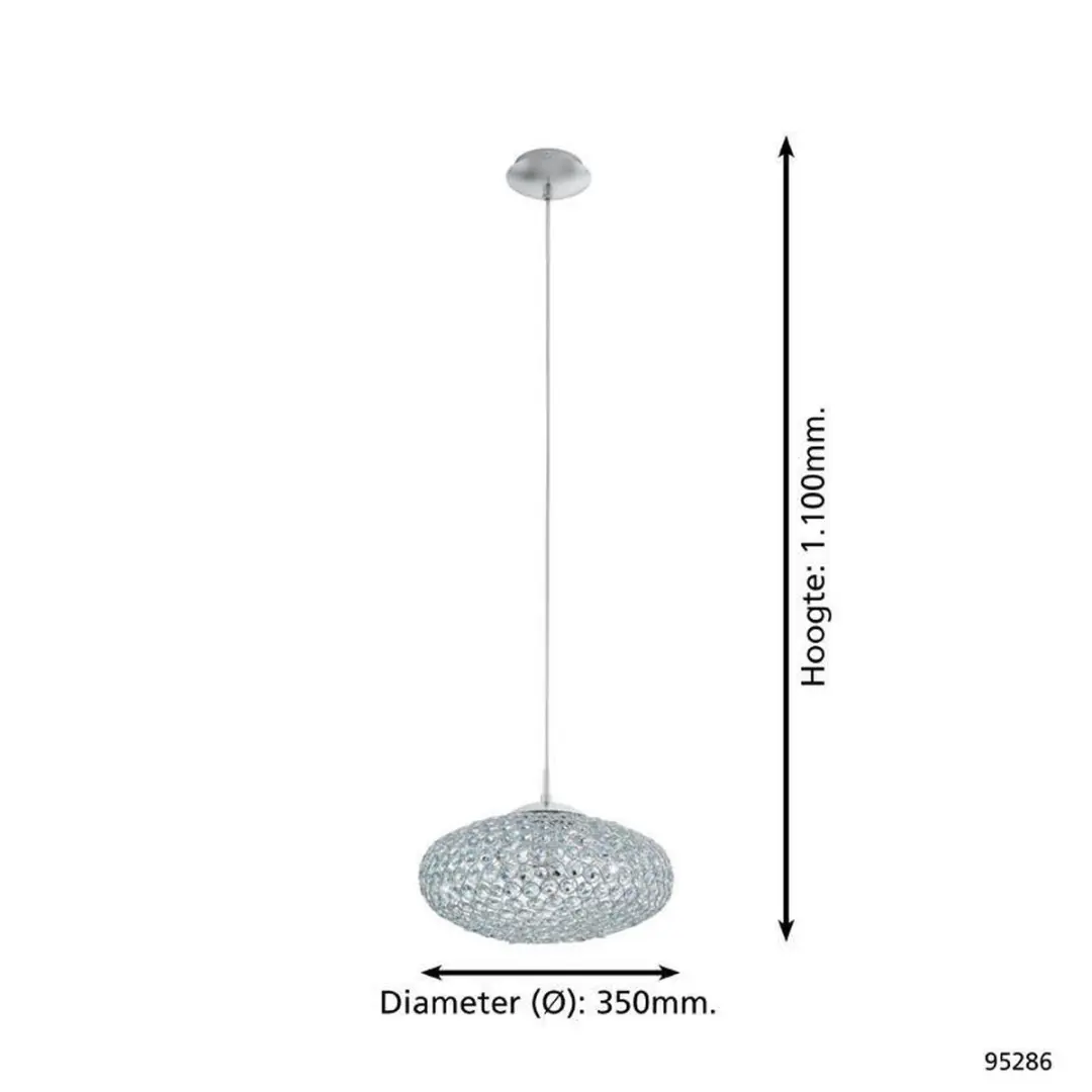 Eglo Clemente Hanglamp - Ø35cm - Chroom - afbeelding 6 van 6