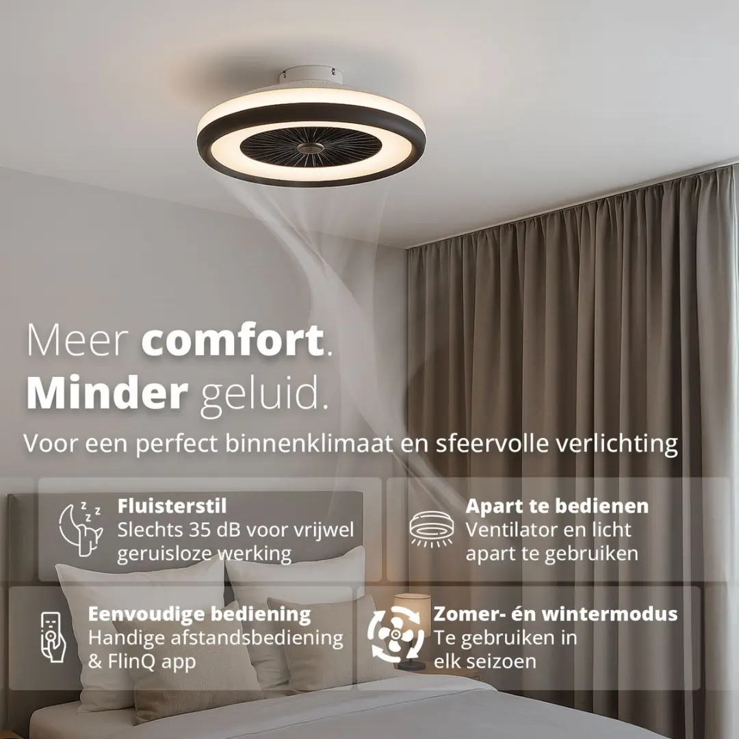 FlinQ LumiFan Ø50cm Plafondventilator - 16M Kleuren - 6 Standen