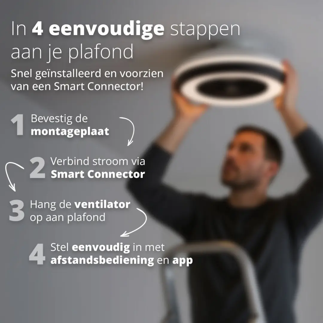 FlinQ LumiFan Ø50cm Plafondventilator - 16M Kleuren - 6 Standen