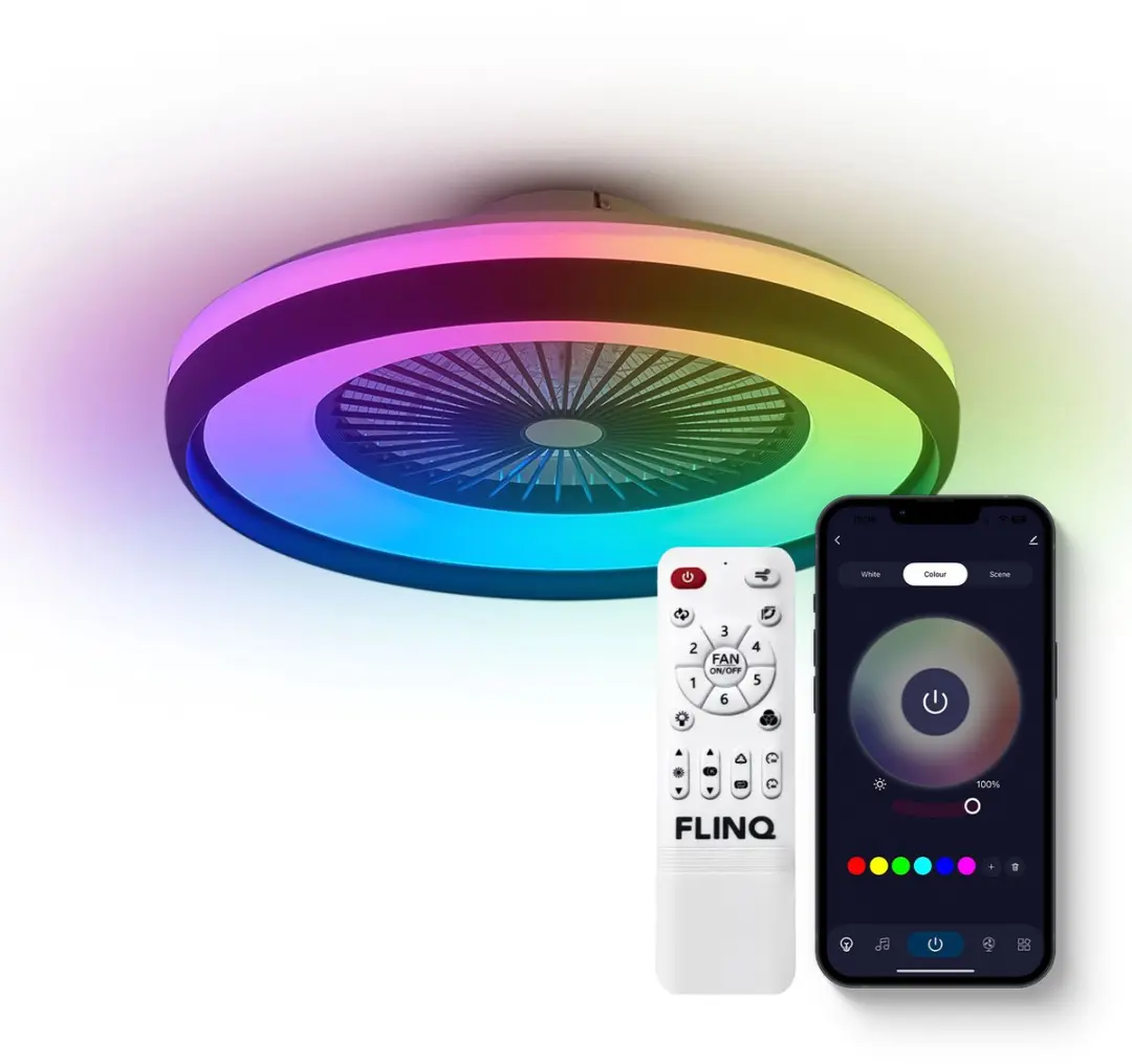 FlinQ LumiFan Ø50cm Plafondventilator - 16M Kleuren - 6 Standen