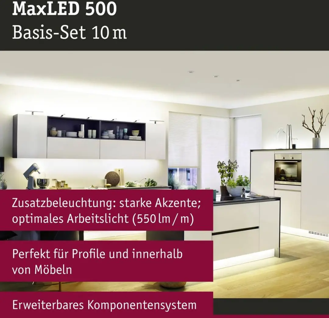 Paulmann MaxLED 500 LED-strip basisset 10m - Warmwit 2700K - Zilver