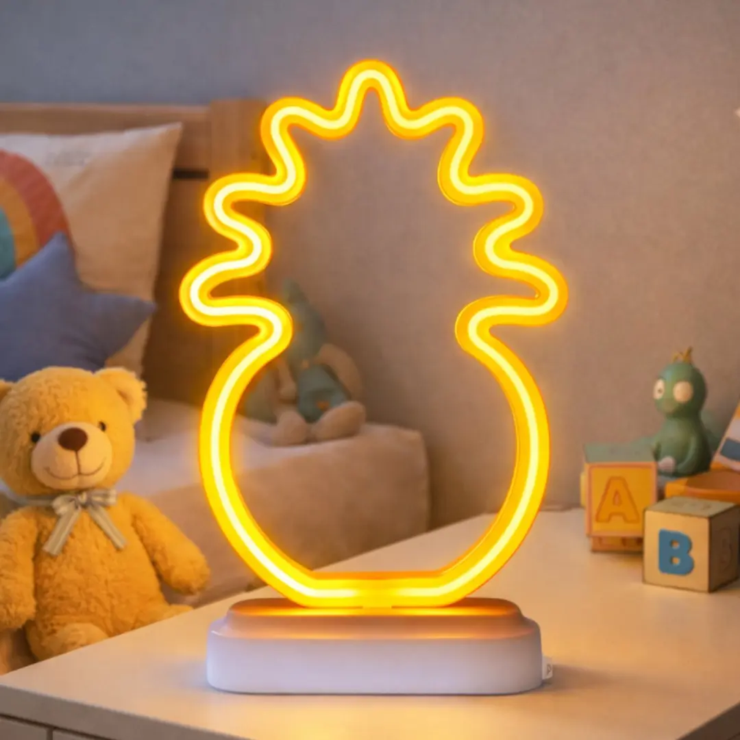 Grundig Neon Tafellamp Ananas Geel - USB-C Oplaadbaar