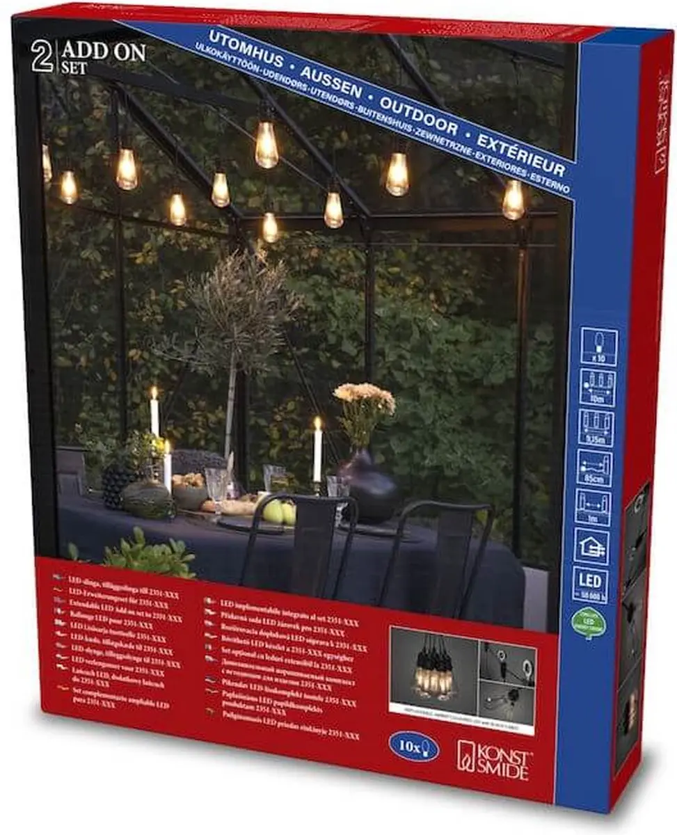 Konstsmide Lichtsnoer Partylight Extensie 2352-800 - 10x Zwart