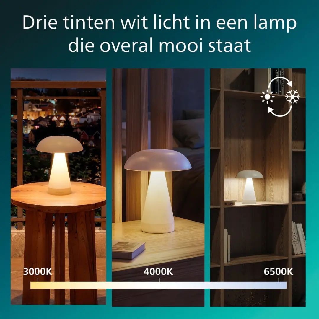 Philips Mycena Tafellamp - 2W - Wit - afbeelding 6 van 6