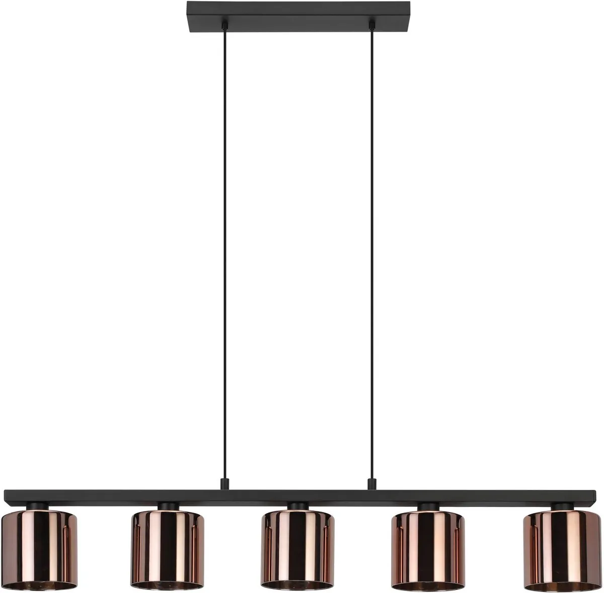 Eglo Cadley Hanglamp 5x E27 - 121cm - Zwart/Koper - afbeelding 6 van 6