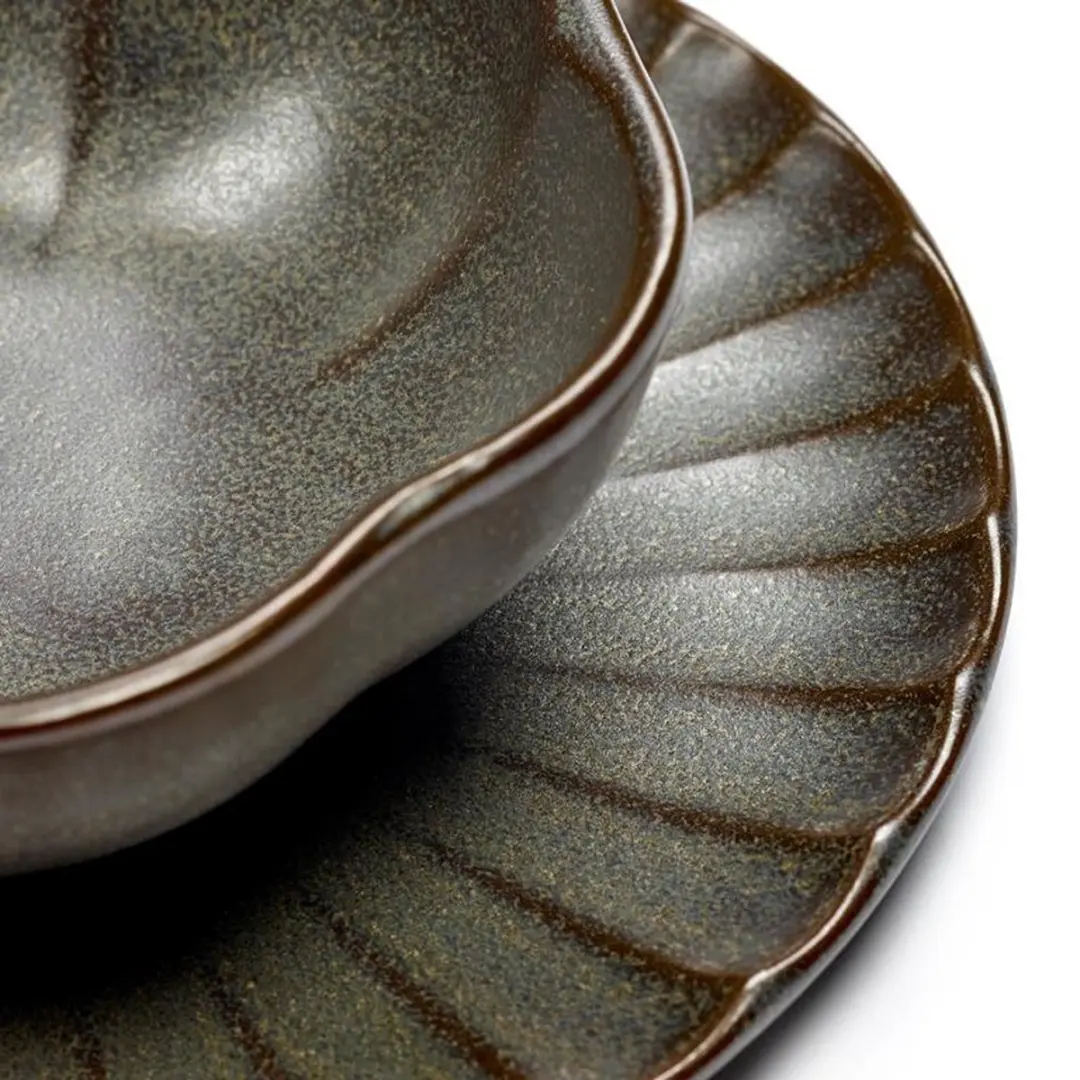 Serax Inku Kom Geribbeld 9cm - Groen