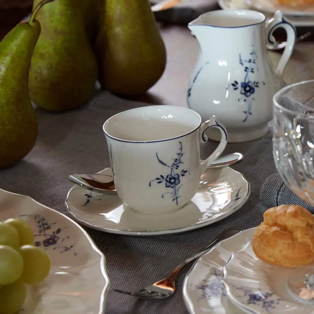 Villeroy & Boch Vieux Luxembourg Kaffeeuntertassen - 6 Stuks - 14cm - Wit-Blauw