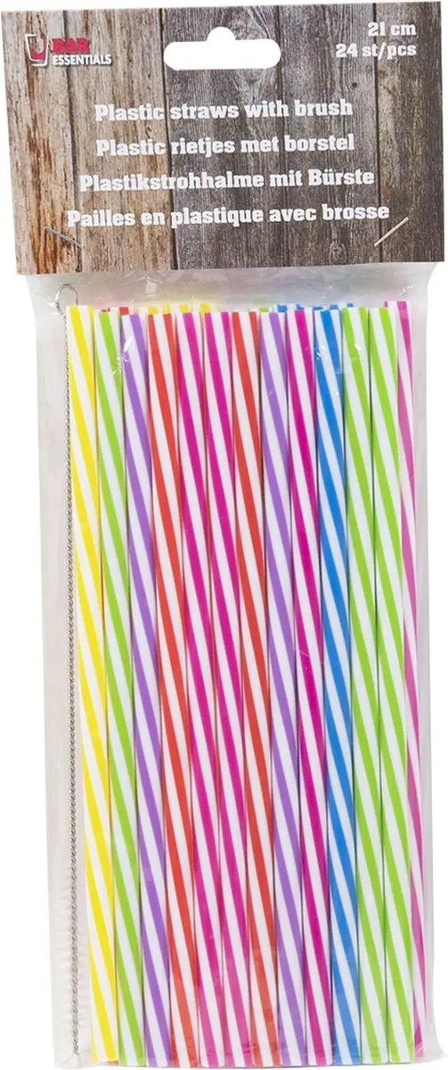 Bellatio Design Drinkrietjes Multicolor - 72 Stuks - 21cm