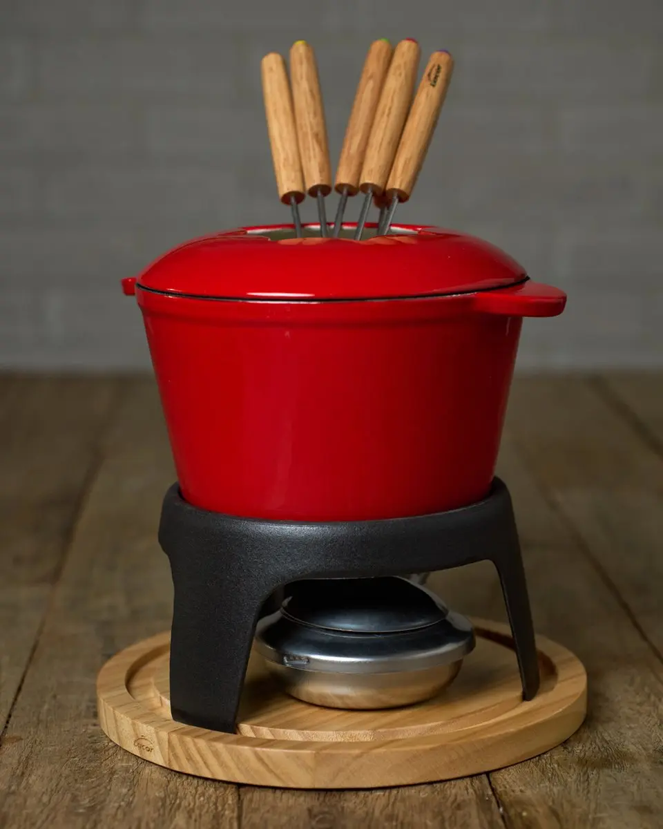 Lacor Fondue Set 1,2L - Rood - 6 Vorken