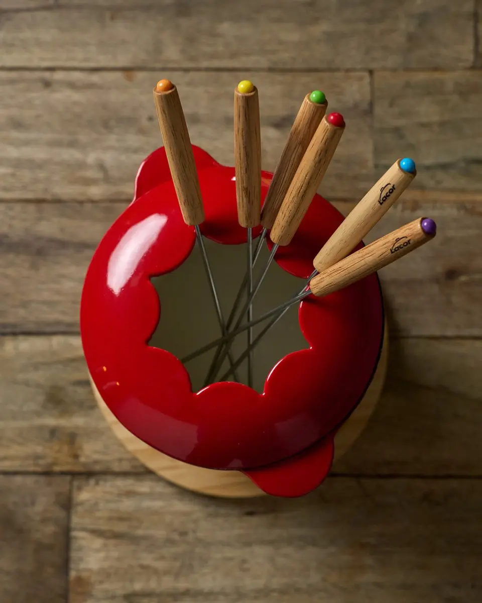 Lacor Fondue Set 1,2L - Rood - 6 Vorken - afbeelding 6 van 6
