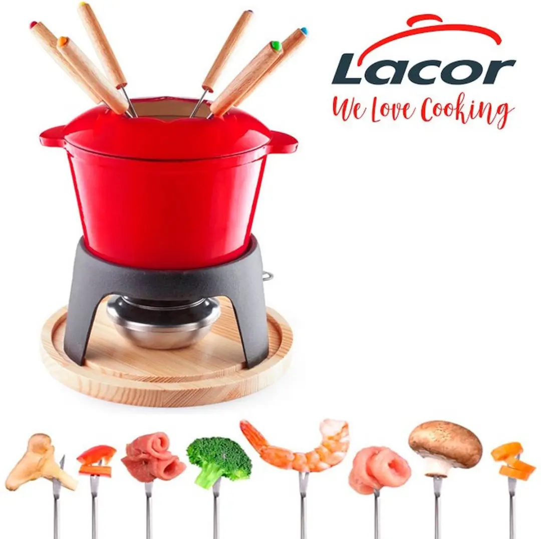 Lacor Fondue Set 1,2L - Rood - 6 Vorken