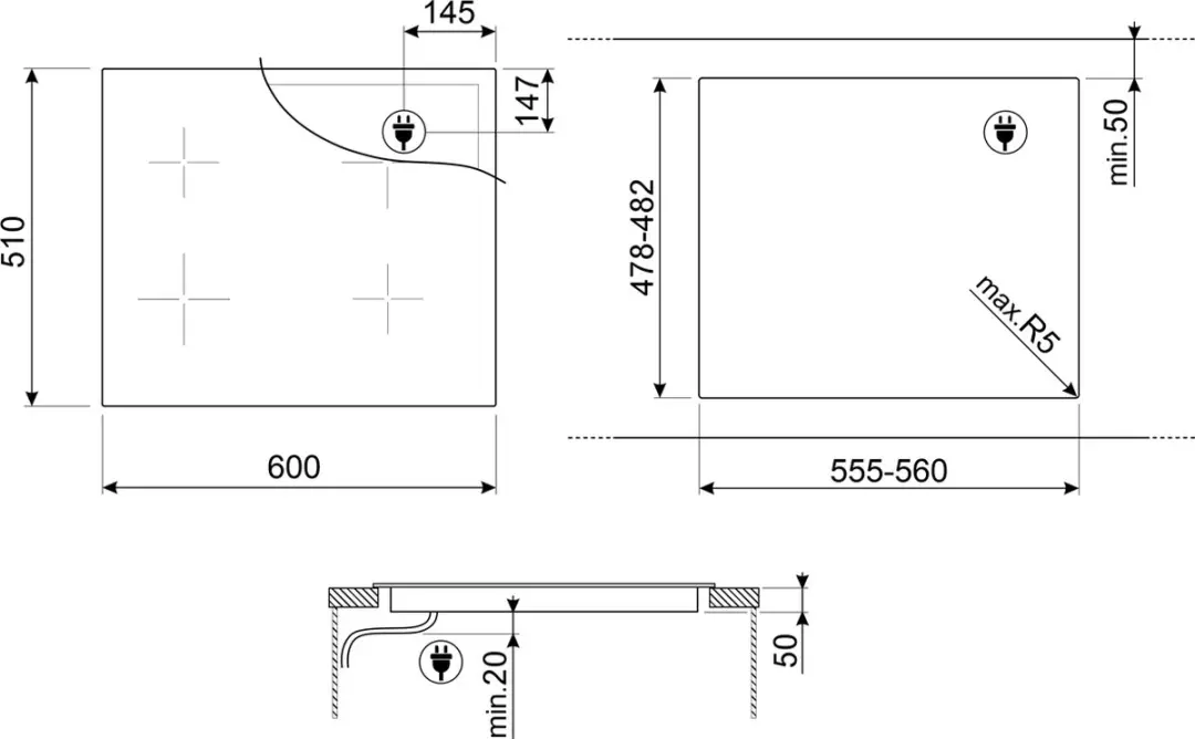 Smeg SI1M4644D Inductiekookplaat 60cm - 4 Zones - Zwart - afbeelding 6 van 6