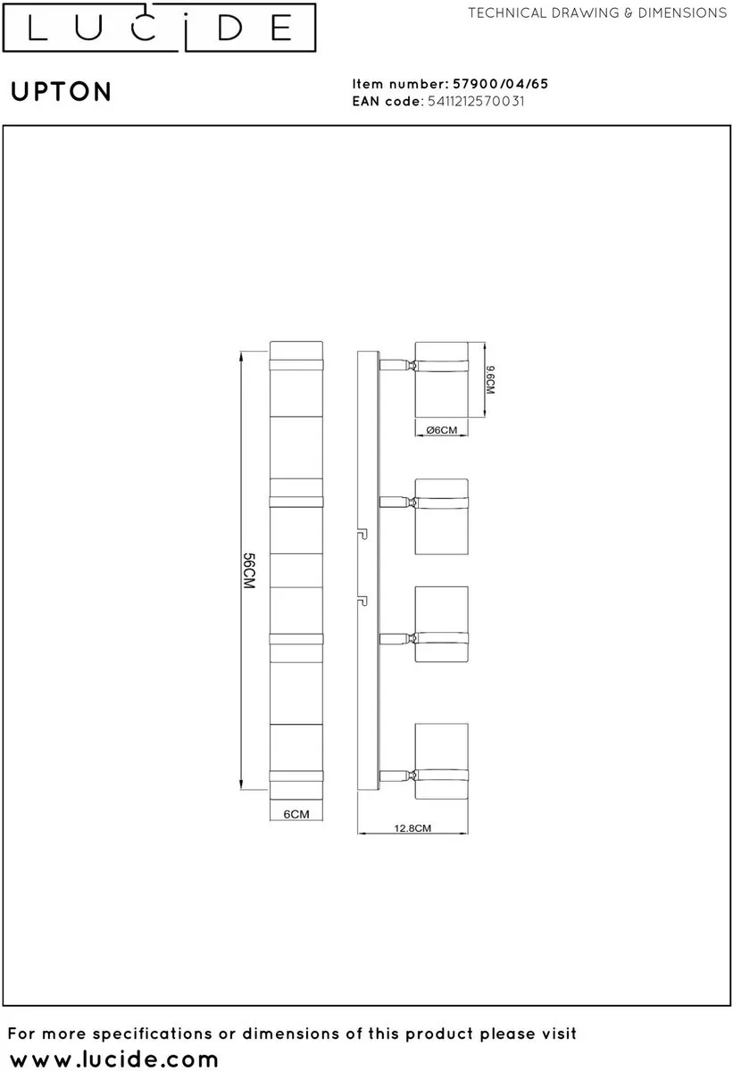 Lucide Upton Plafondspot 4xGU10 - Fumé