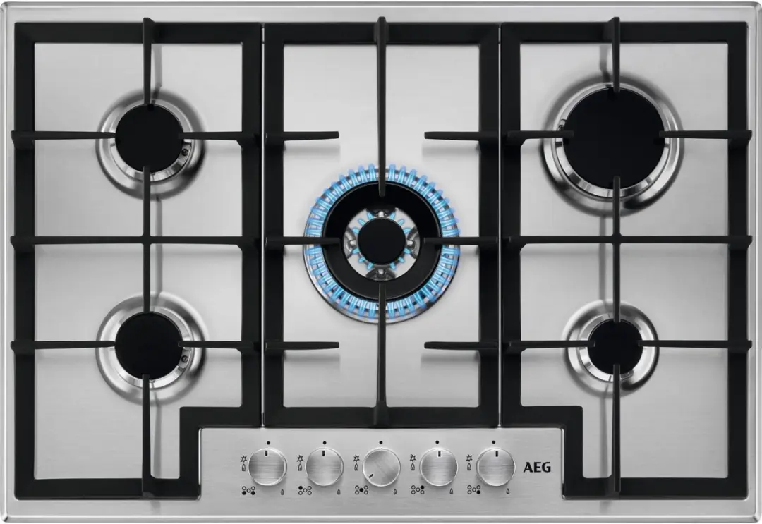 AEG HGB75400SM Inbouw Gaskookplaat 75cm - 5 Zones - RVS