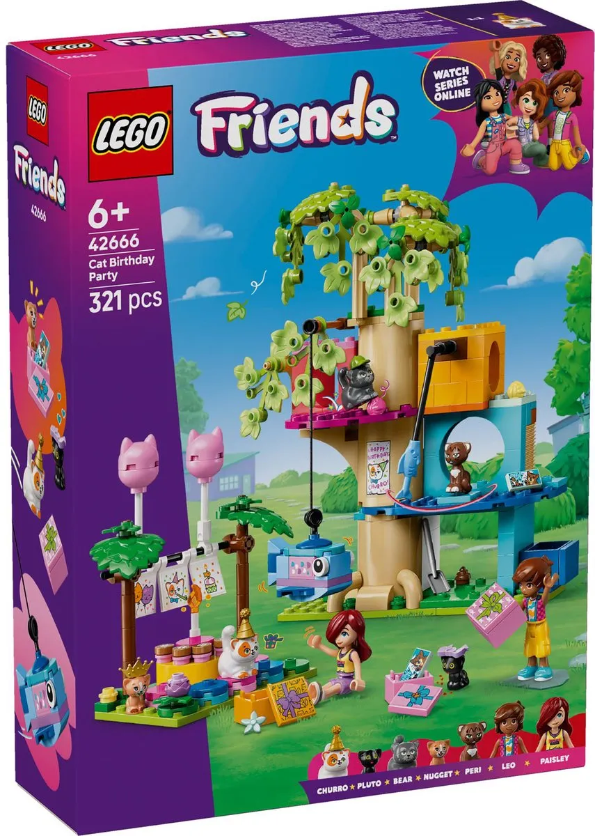LEGO Friends Kattenverjaardagsfeestje Boomhut Set 42666 - 321 Stukken