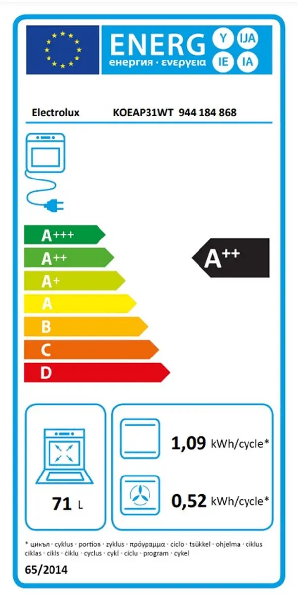Electrolux KOEAP31WT Inbouwoven 71L - 3500W - Zwart - afbeelding 6 van 6